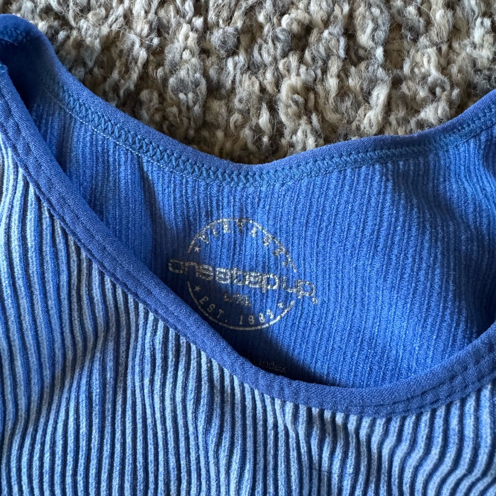 One Step Ahead Blue Ribbed Tank Top - Picture 2 of 2